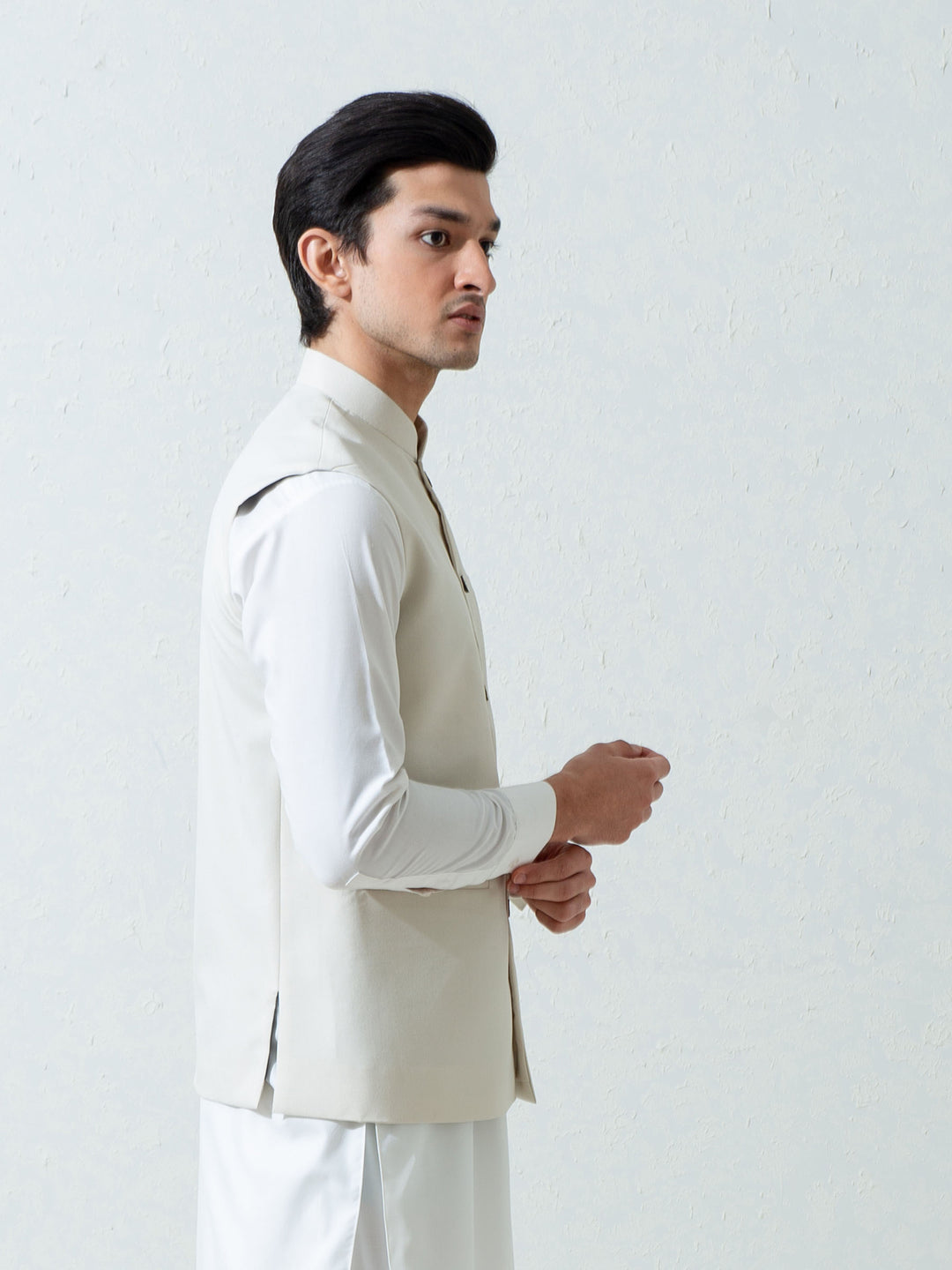 Cream Formal Twill Waistcoat Brumano Pakistan
