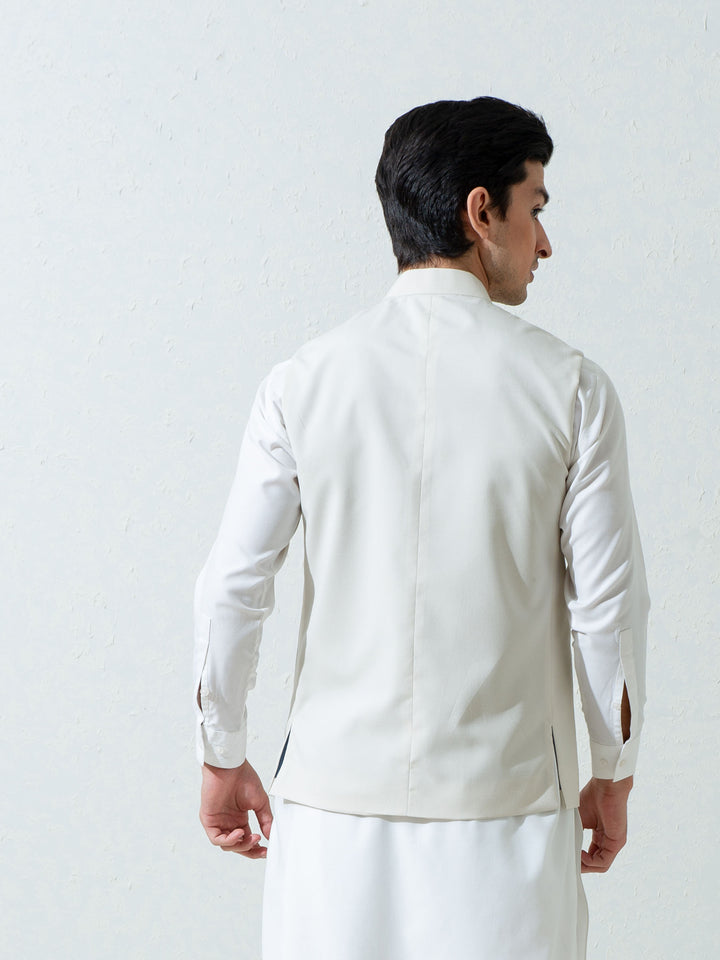Cream Formal Twill Waistcoat Brumano Pakistan