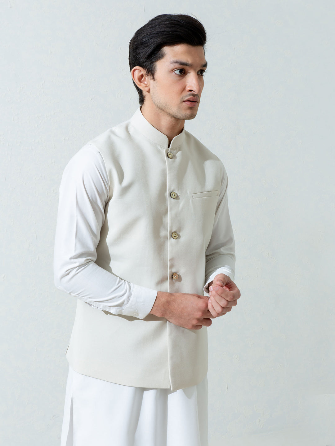 Cream Formal Twill Waistcoat Brumano Pakistan
