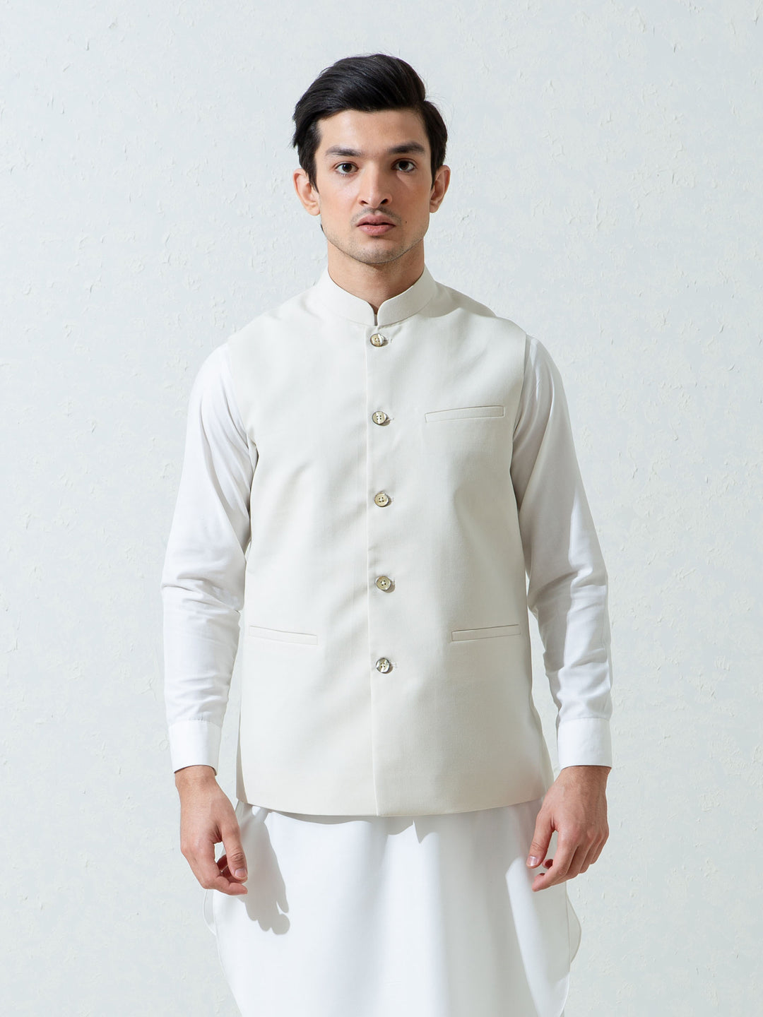 Cream Formal Twill Waistcoat Brumano Pakistan