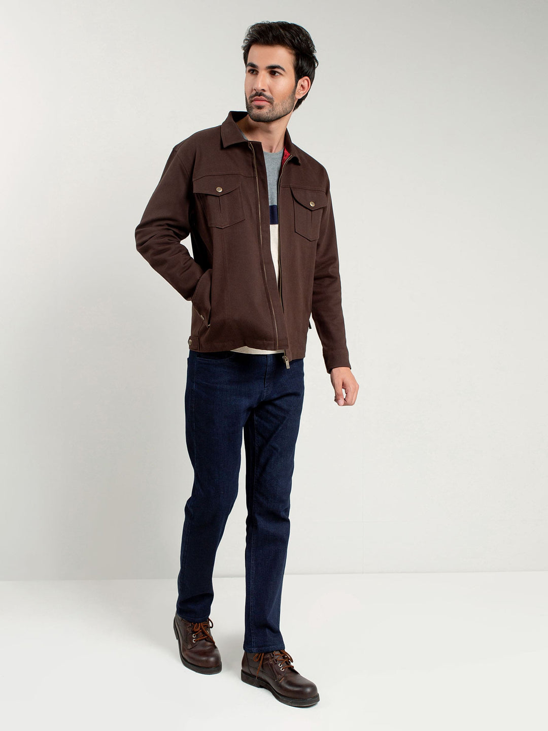 Dark Brown Casual Jacket Brumano Pakistan