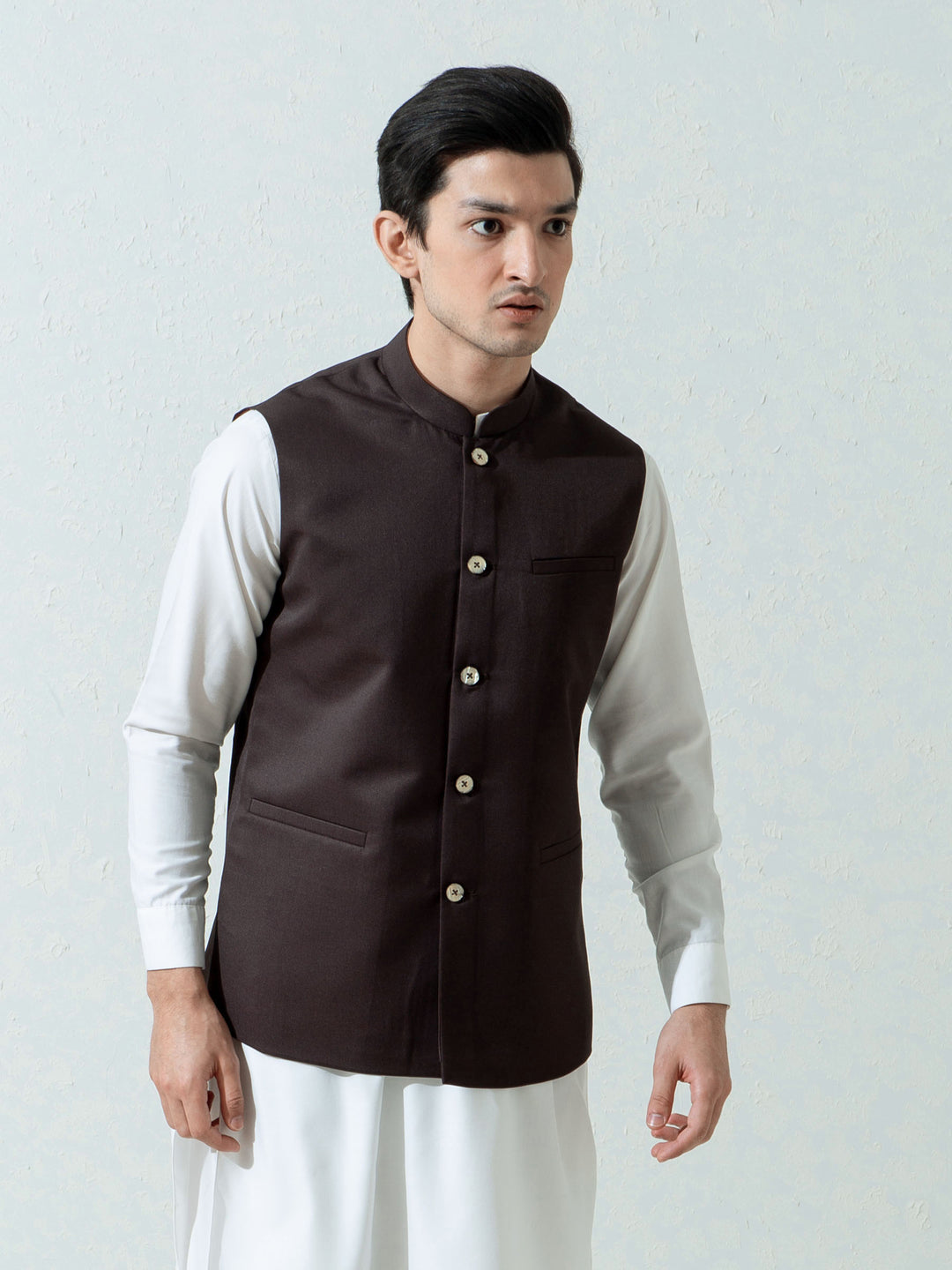 Dark Brown Formal Twill Waistcoat Brumano Pakistan