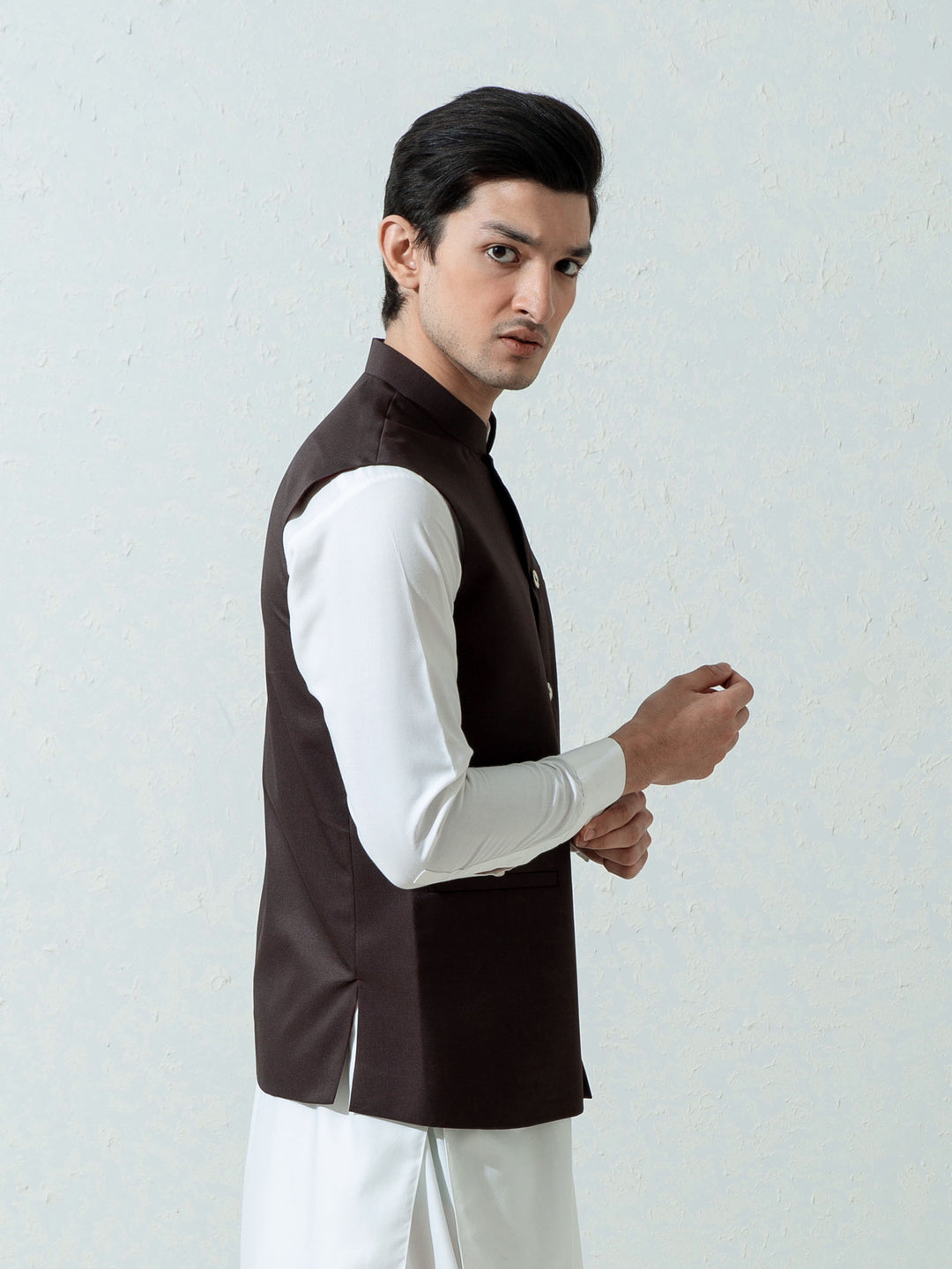 Dark Brown Formal Twill Waistcoat Brumano Pakistan