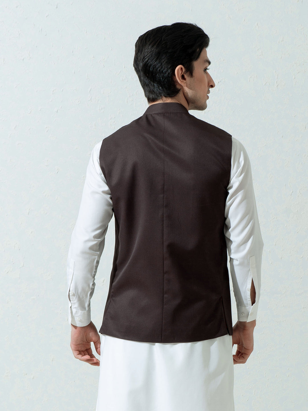 Dark Brown Formal Twill Waistcoat Brumano Pakistan