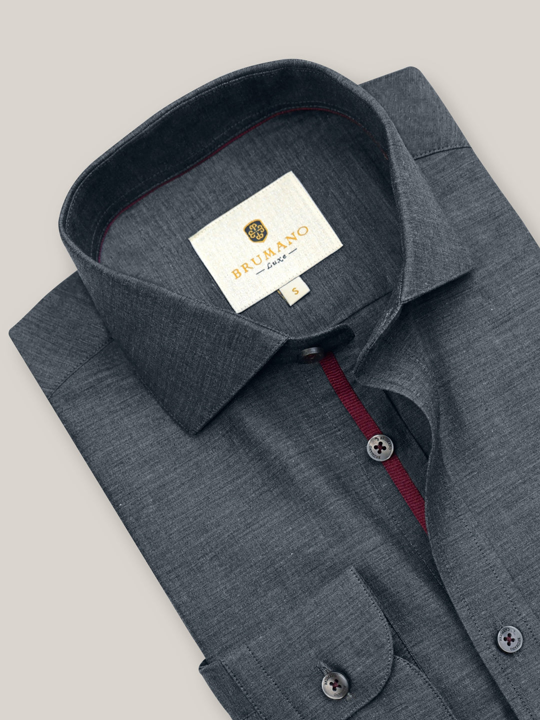 Dark Grey Melange Formal Shirt Brumano Pakistan