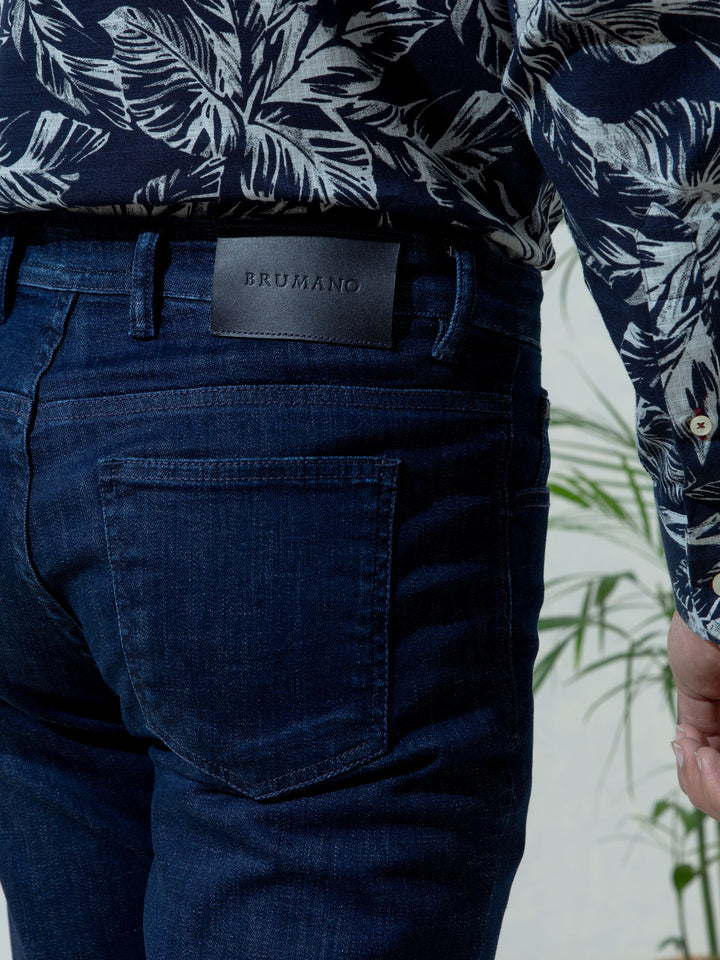 Dark Washed Navy Blue Slimfit Jeans Brumano Pakistan