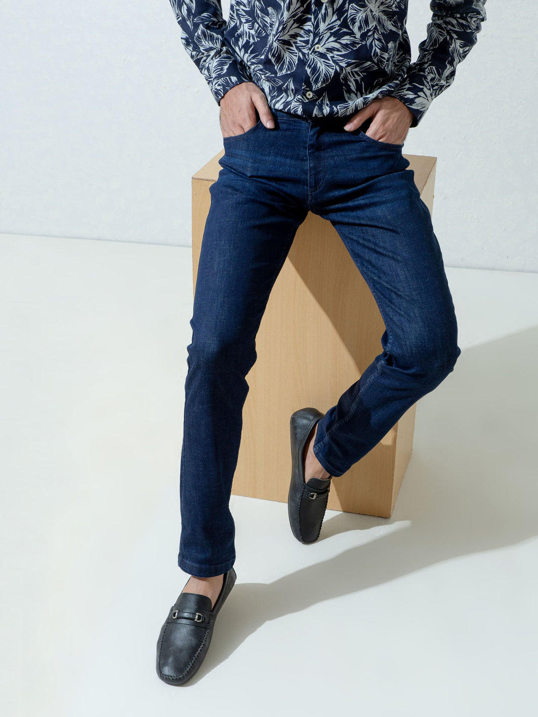 Dark Washed Navy Blue Slimfit Jeans Brumano Pakistan