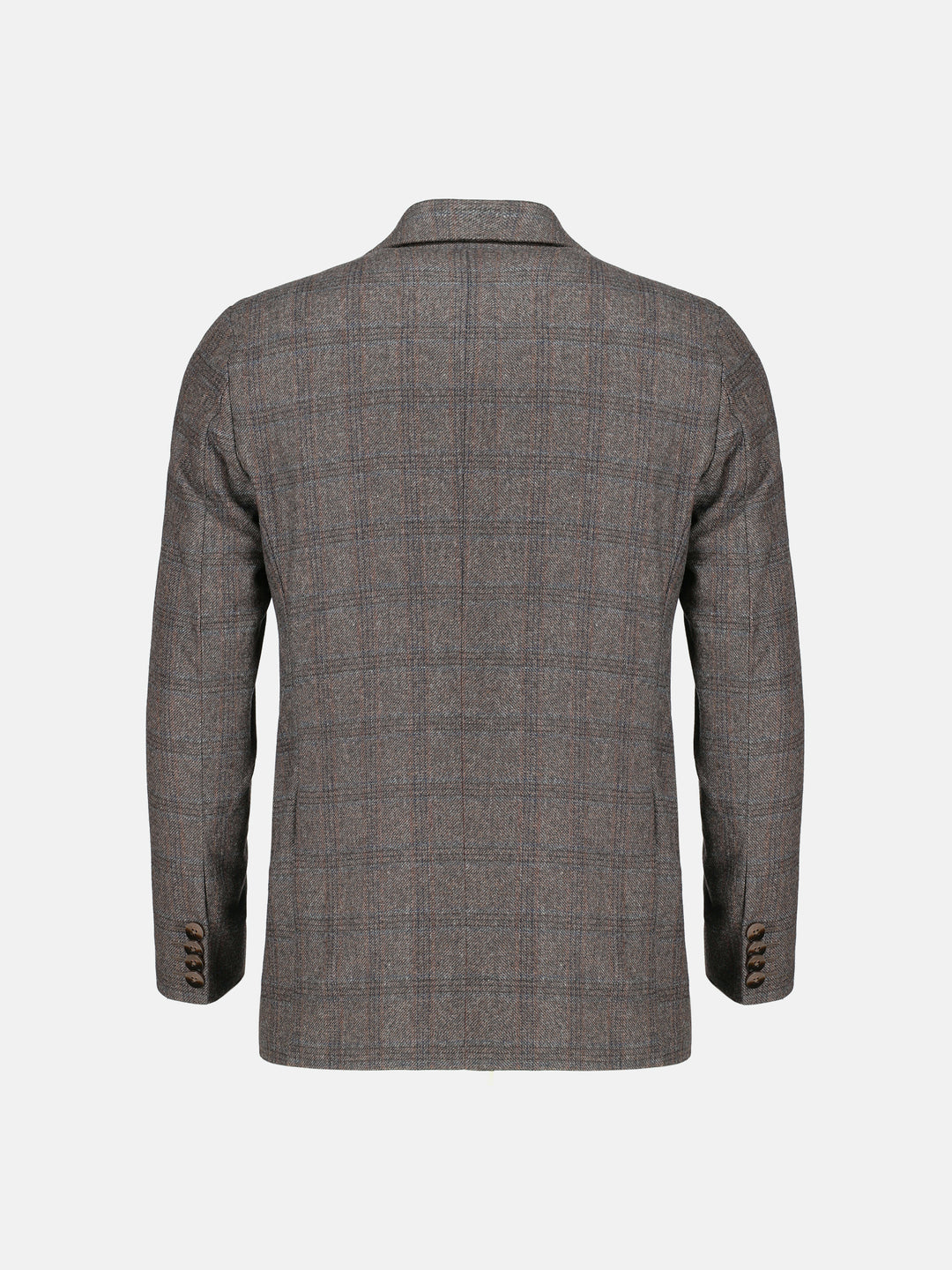 Dark Brown Checkered Wool Cashmere Blazer - Sartoria Brumano Pakistan