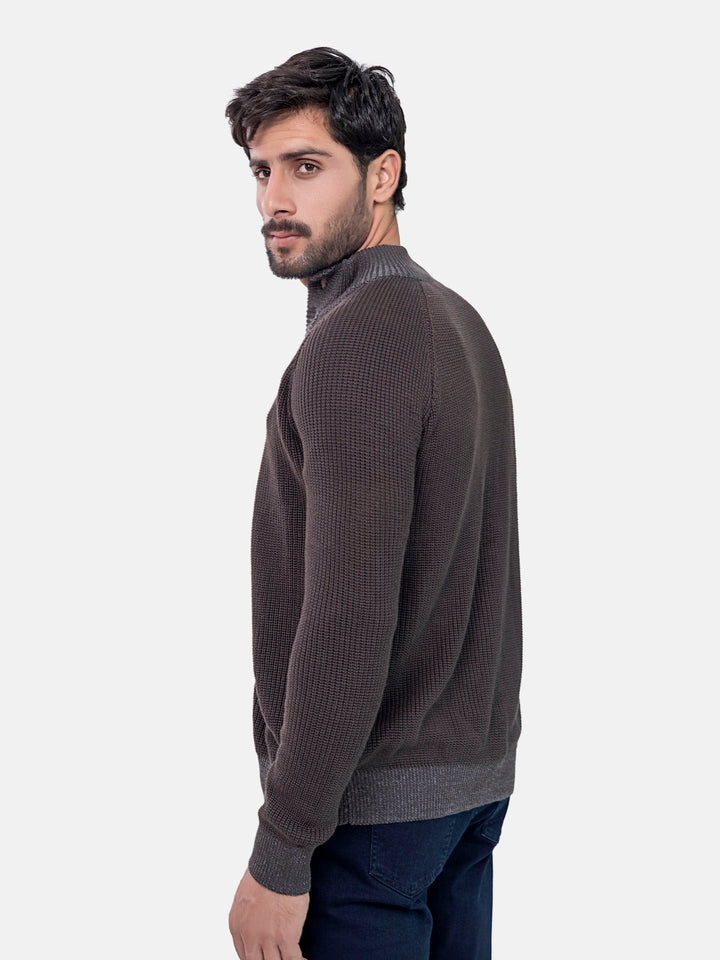 Dark Brown Chunky Knitted Button Cardigan Brumano Pakistan