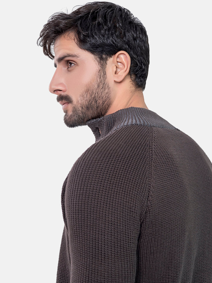 Dark Brown Chunky Knitted Button Cardigan Brumano Pakistan