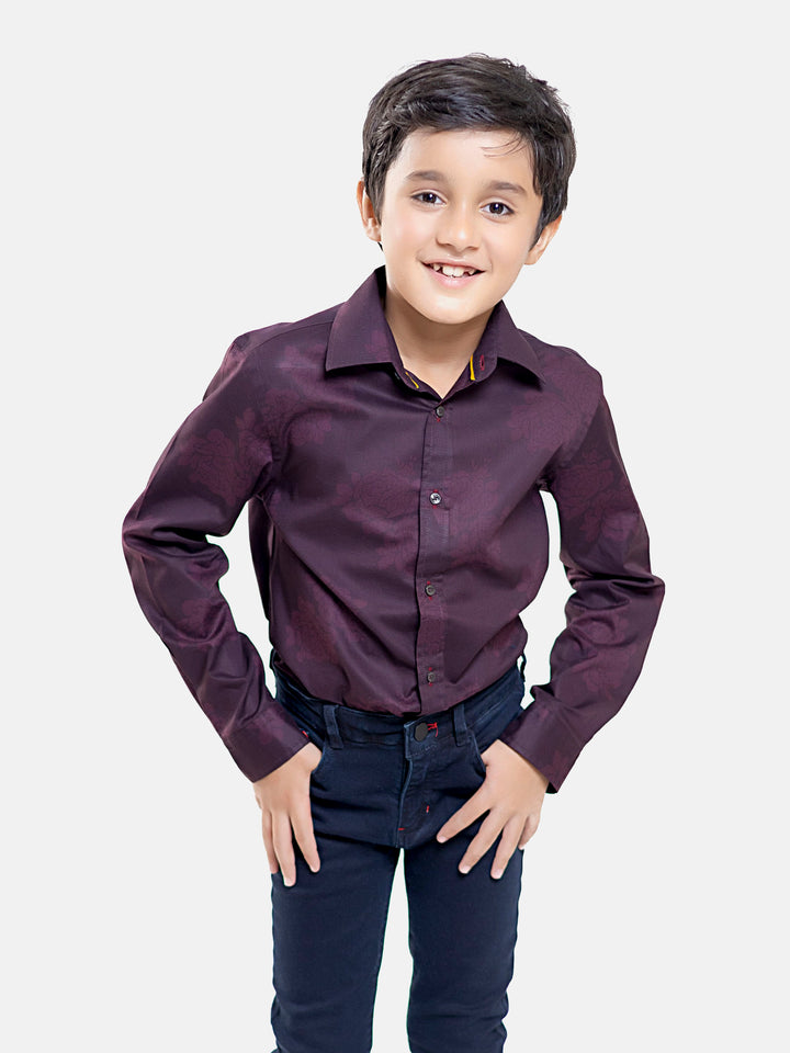 Dark Burgundy Printed Casual Shirt Brumano Pakistan