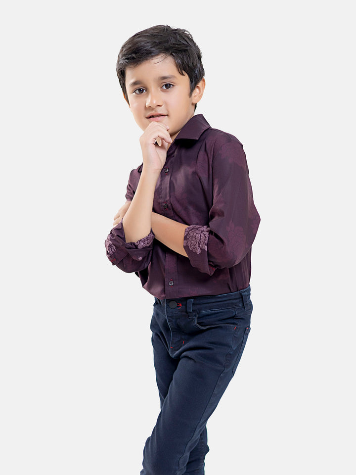 Dark Burgundy Printed Casual Shirt Brumano Pakistan 