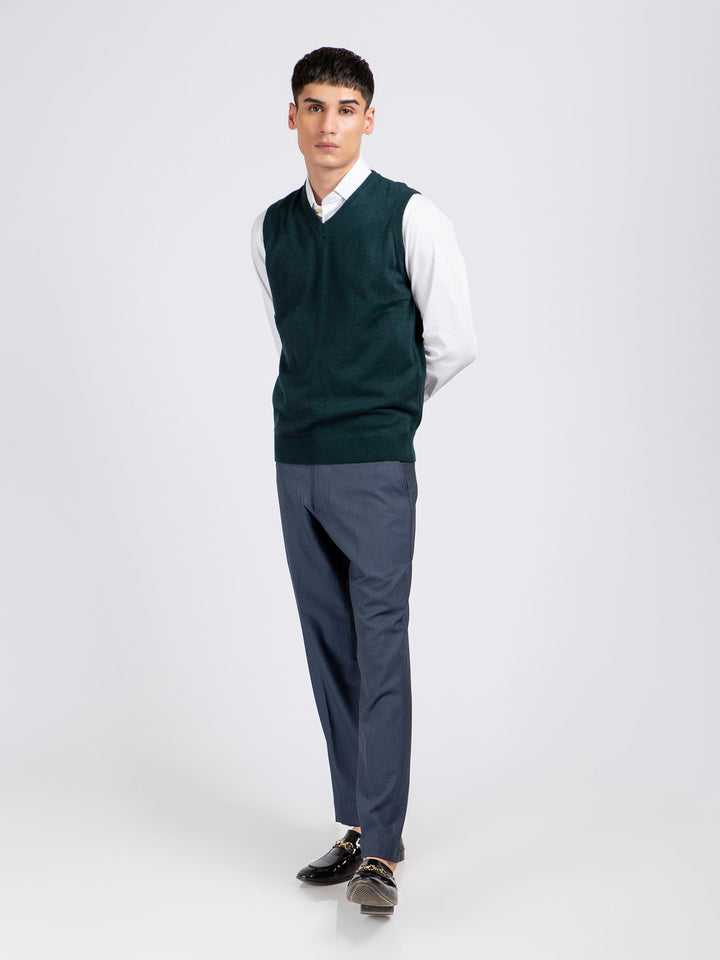 Dark Green Wool Blended Sleeveless Sweater Brumano Pakistan