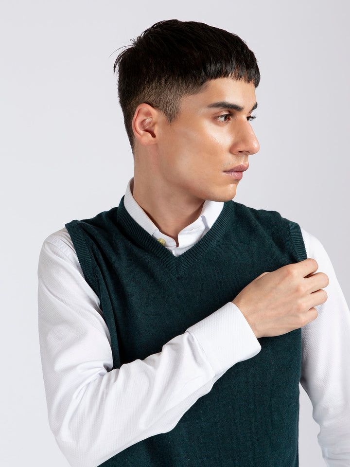 Dark Green Wool Blended Sleeveless Sweater Brumano Pakistan