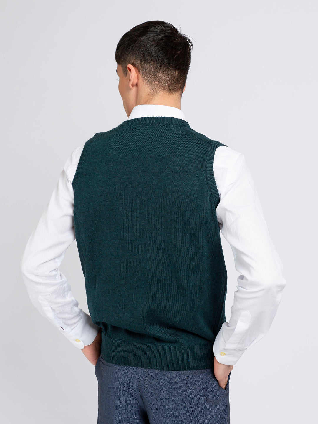 Dark Green Wool Blended Sleeveless Sweater Brumano Pakistan