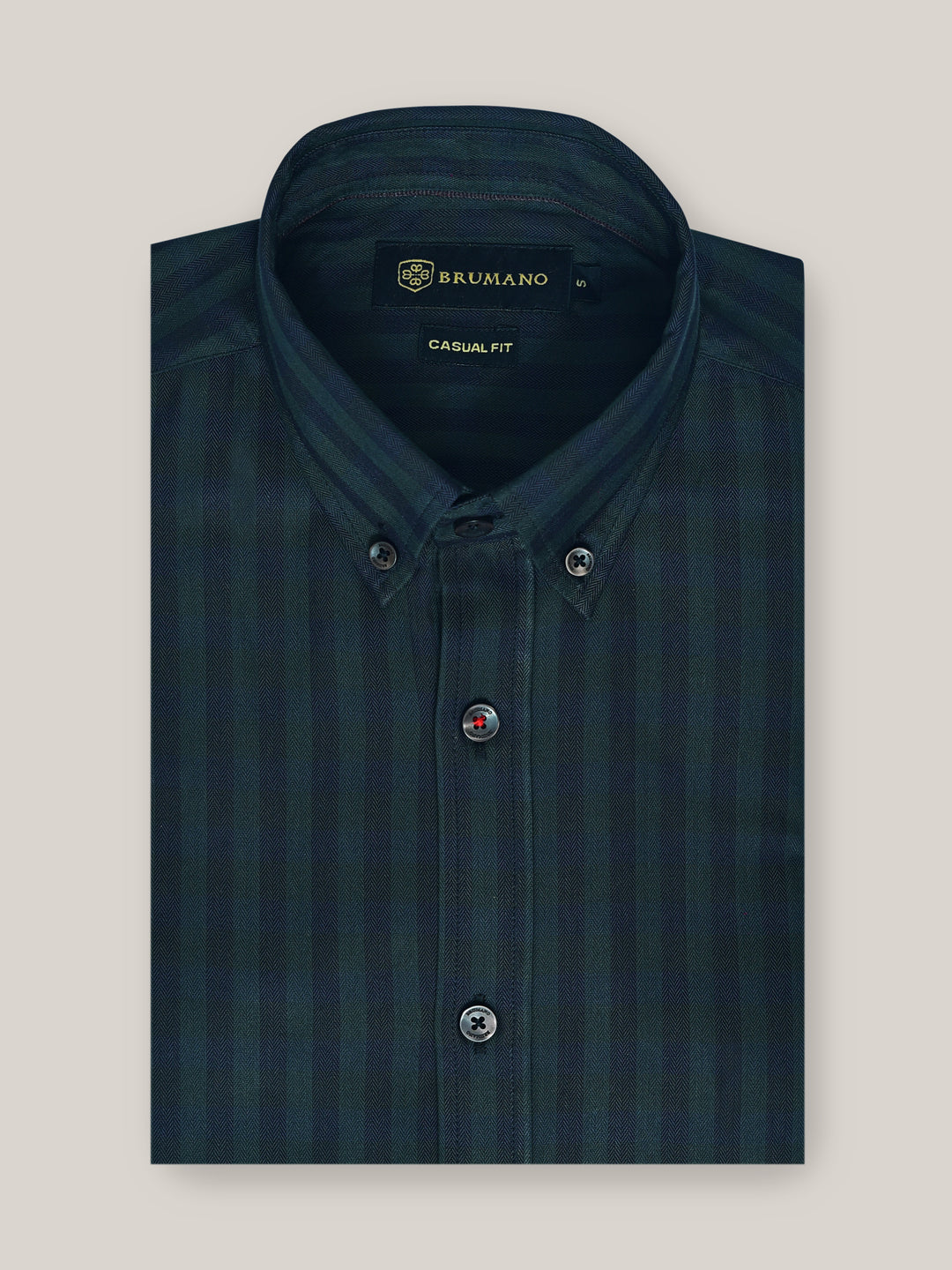 Dark Green & Black Striped Button Down Shirt Brumano Pakistan