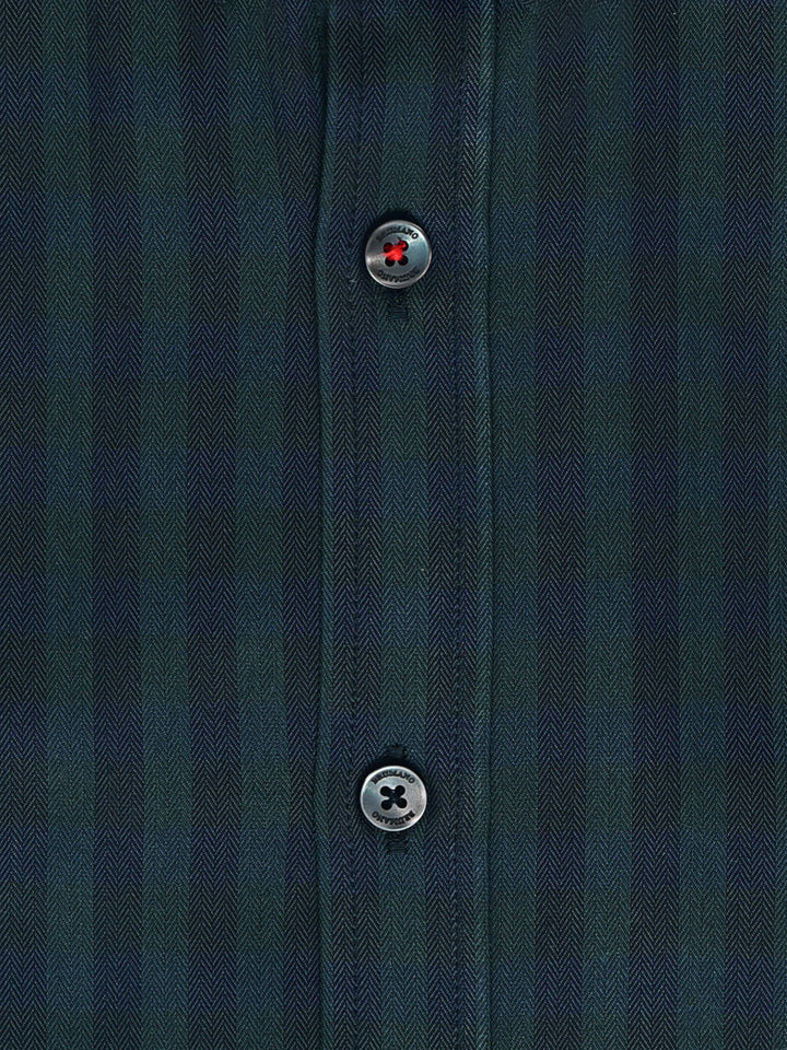Dark Green & Black Striped Button Down Shirt Brumano Pakistan