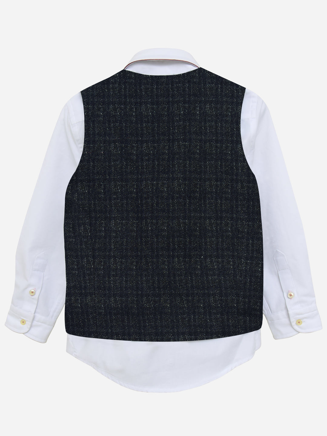 Dark Grey Checkered Suit Vest With Bow Brumano Pakistan