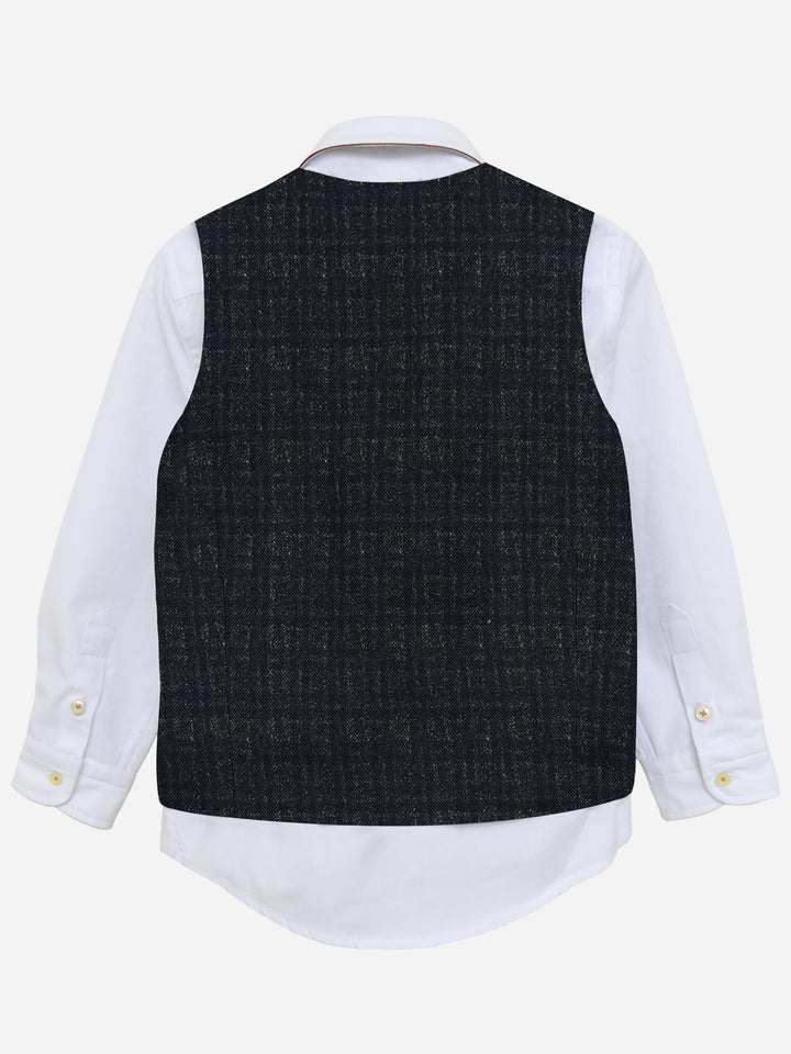 Dark Grey Checkered Suit Vest With Bow Brumano Pakistan