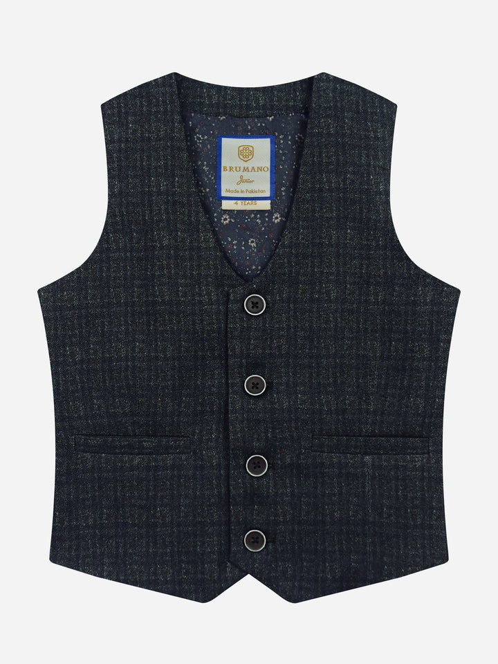 Dark Grey Checkered Suit Vest With Bow Brumano Pakistan