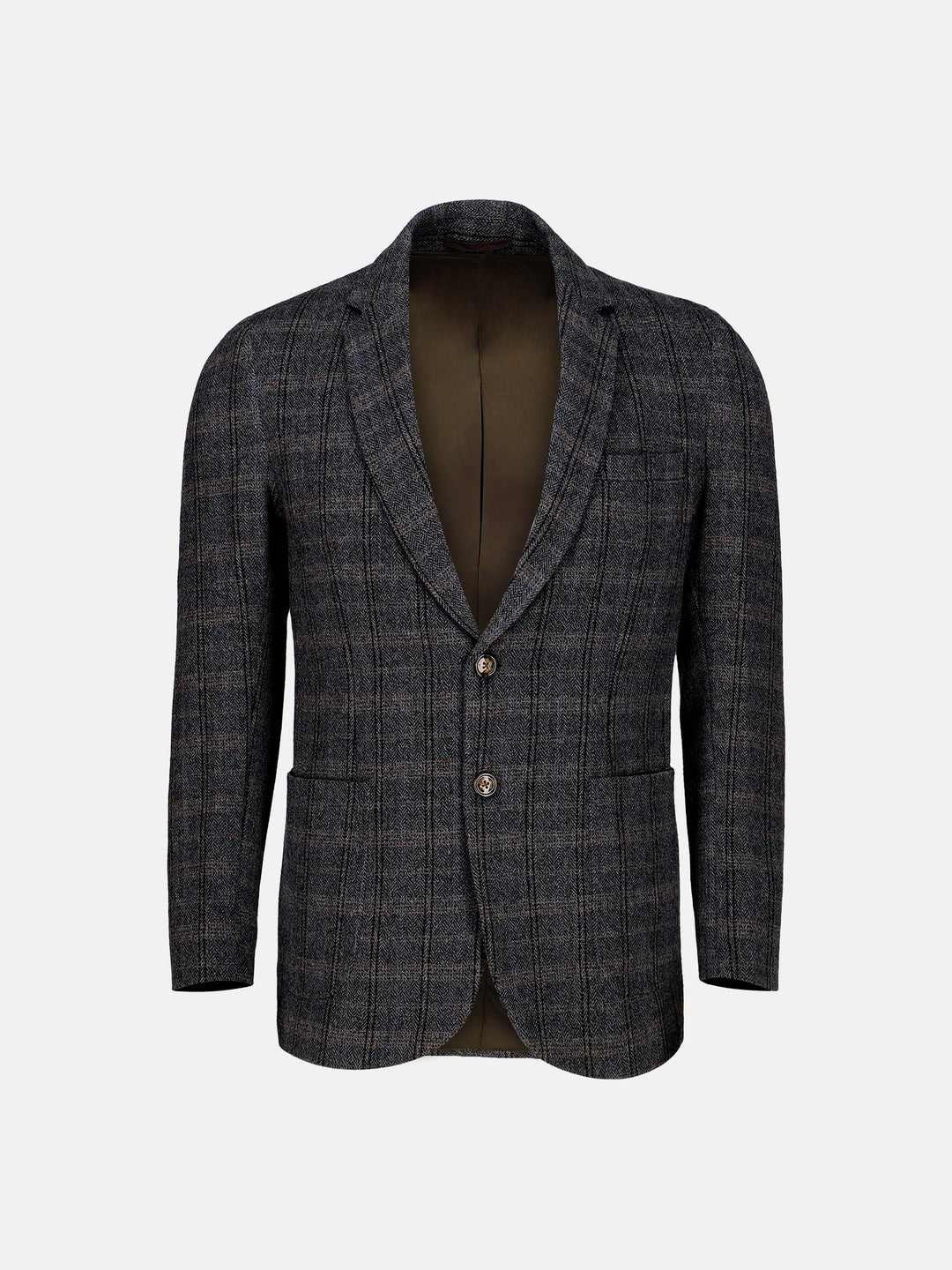 Dark Grey Checkered Wool Cashmere Blazer - Sartoria Brumano pakistan