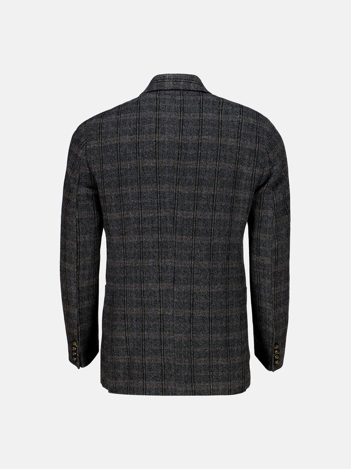 Dark Grey Checkered Wool Cashmere Blazer - Sartoria Brumano pakistan