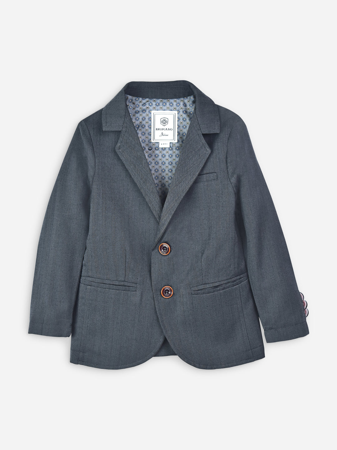 Dark grey herringbone kids blazer brumano pakistan