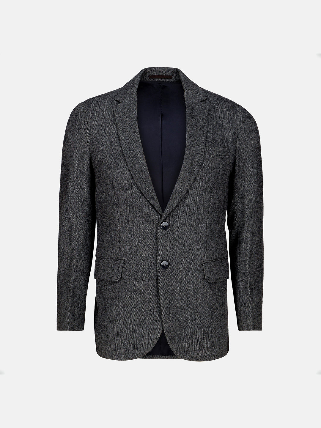 Dark Grey Herringbone Wool Cashmere Blazer - Sartoria Brumano Pakistan