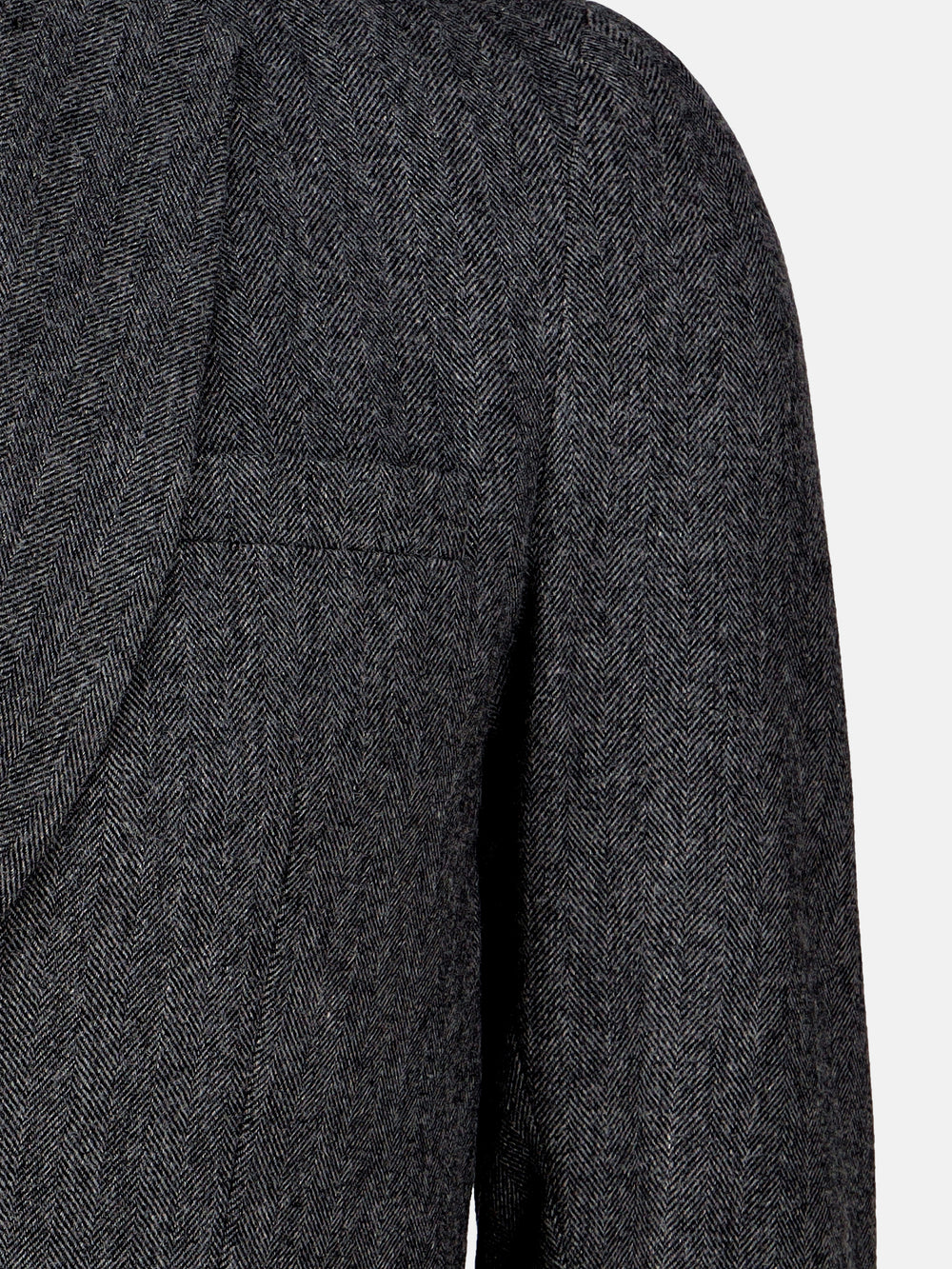 Dark Grey Herringbone Wool Cashmere Blazer - Sartoria