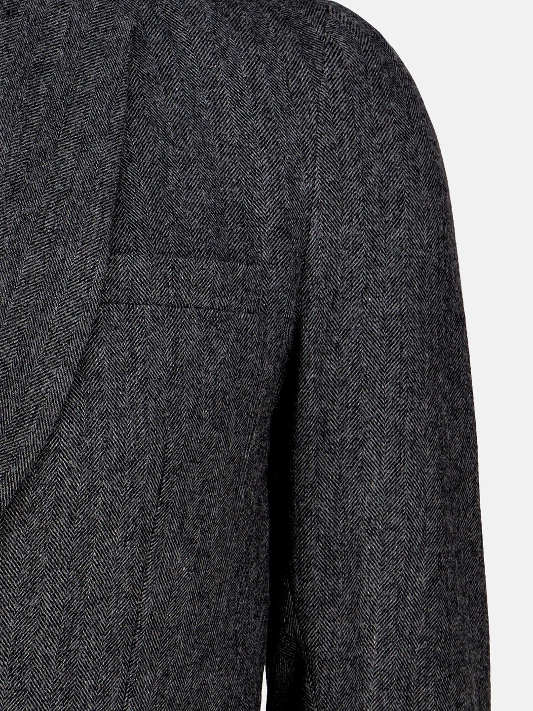 Dark Grey Herringbone Wool Cashmere Blazer - Sartoria Brumano Pakistan