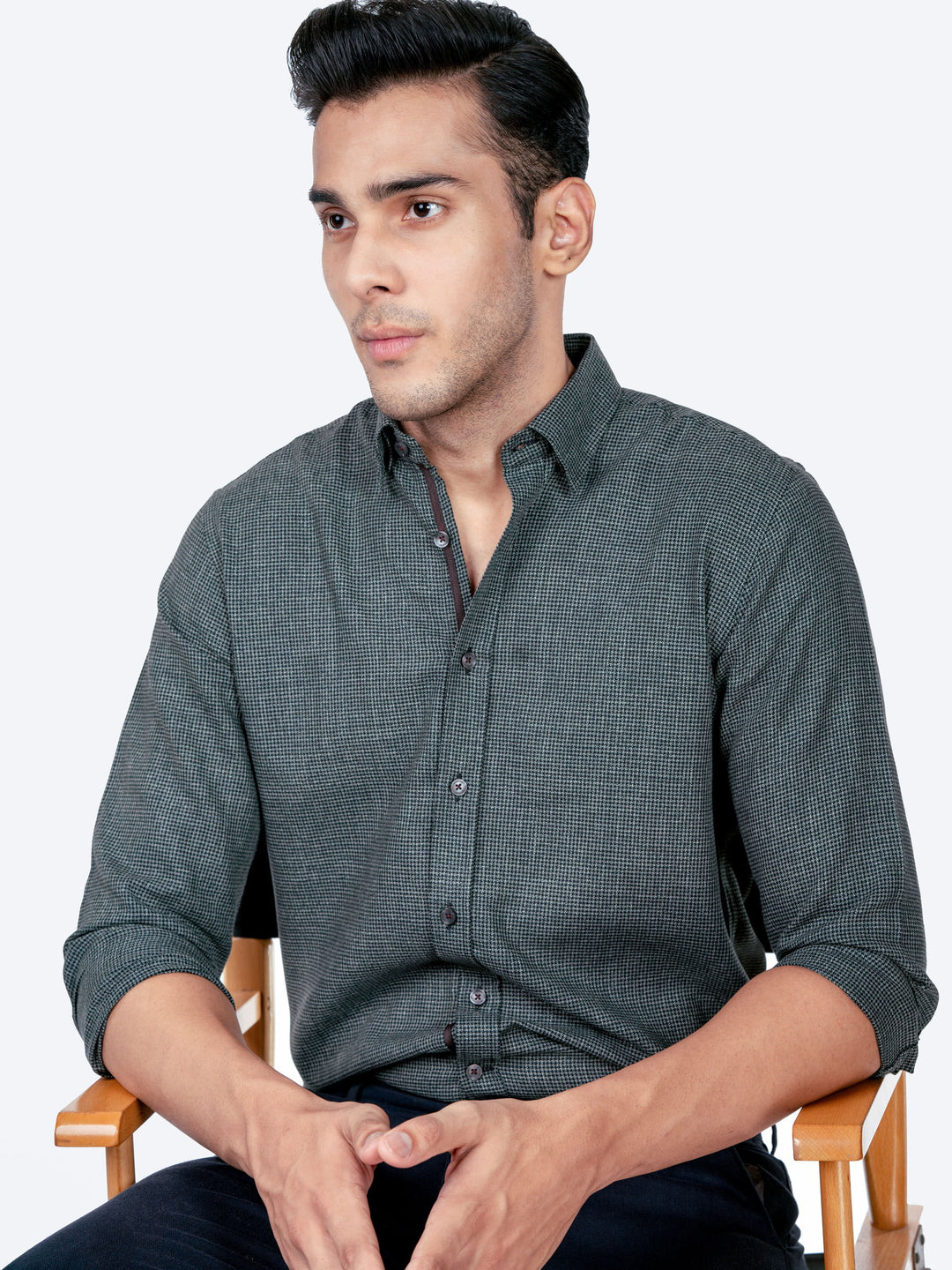 Dark Grey Houndstooth Shirt Brumano Pakistan