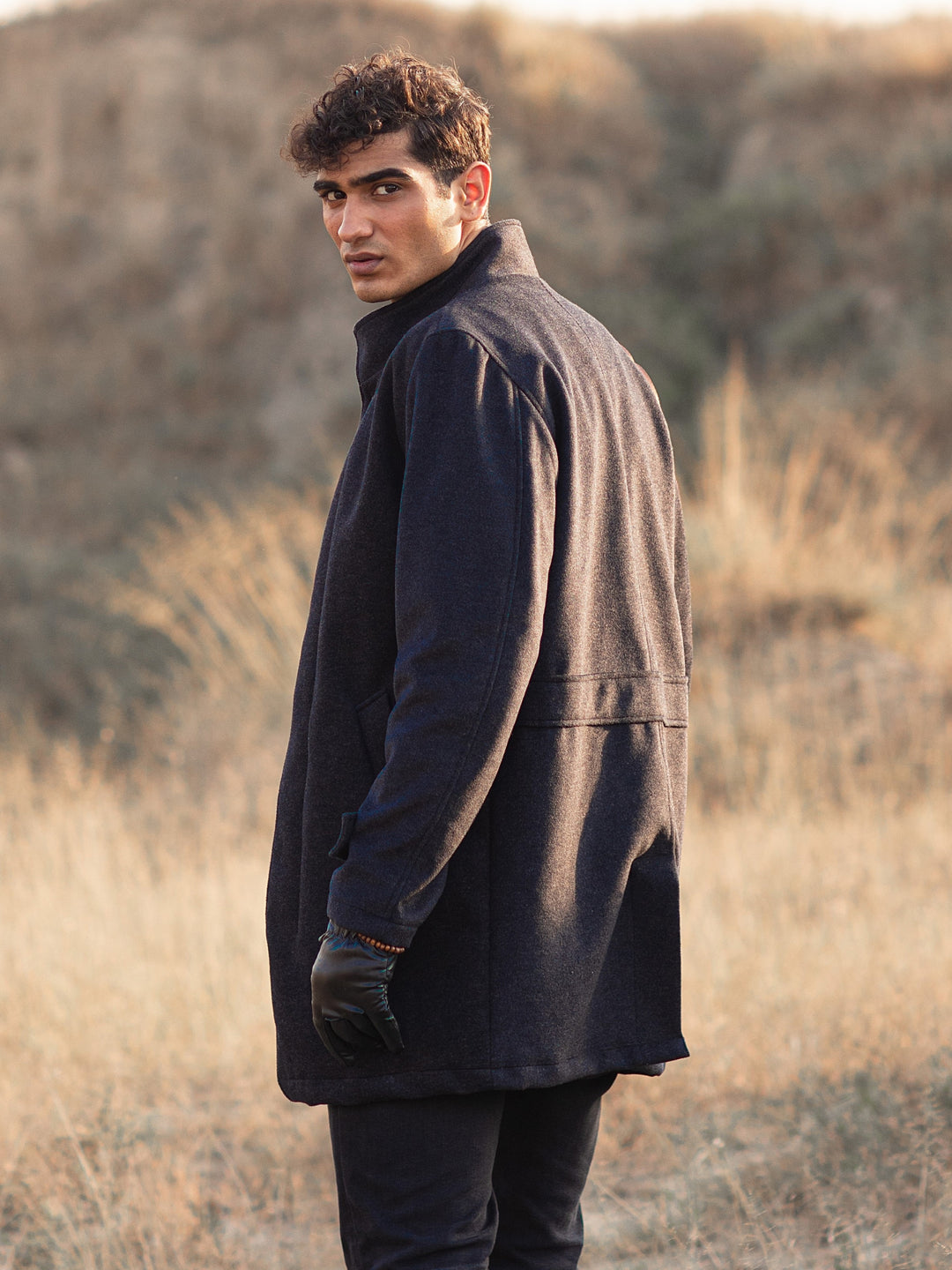 Dark Grey Wool Blended Long Coat - Limited Edition Brumano Pakistan