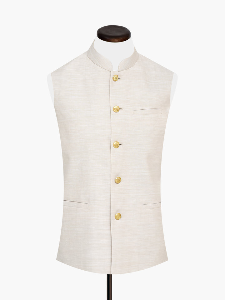 Ecru Beige Textured Waistcoat Brumano Pakistan