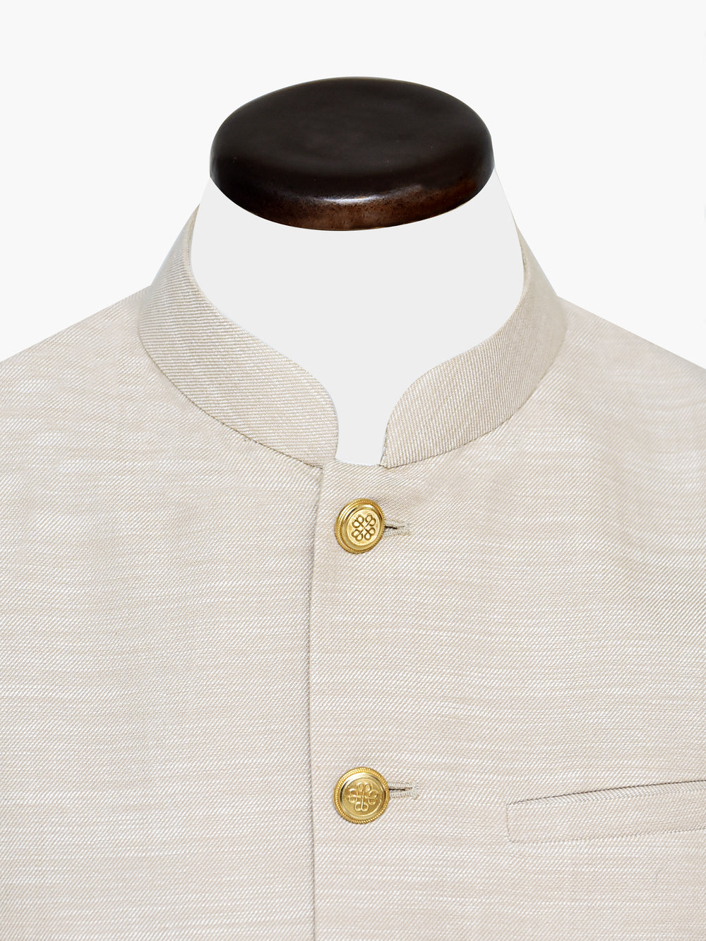 Ecru Beige Textured Waistcoat