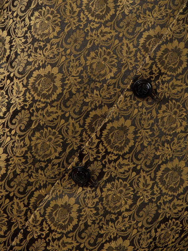 Golden & Black Floral Patterned Waistcoat Brumano Pakistan