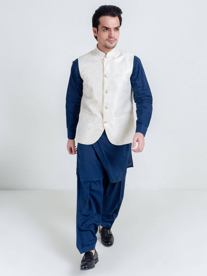 Golden Floral Patterned Waistcoat Brumano Pakistan