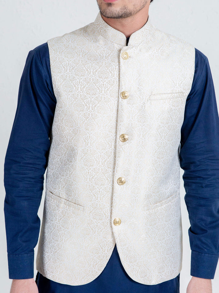 Golden Floral Patterned Waistcoat Brumano Pakistan