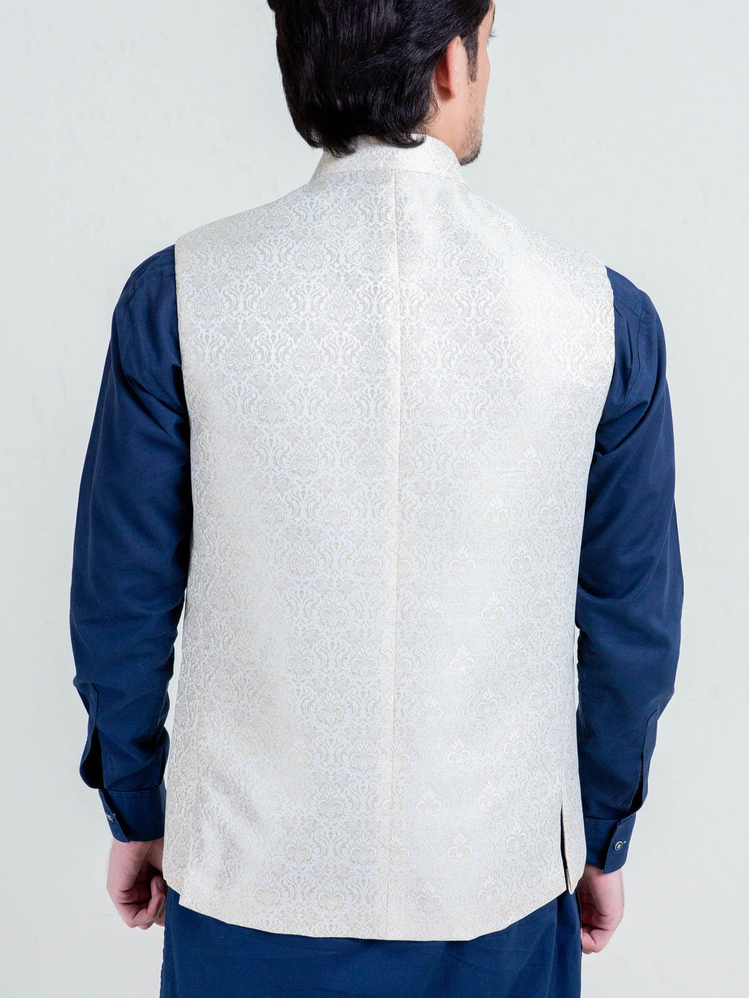 Golden Floral Patterned Waistcoat Brumano Pakistan