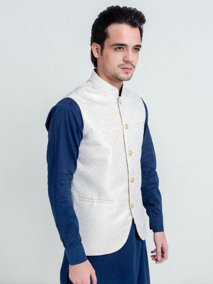 Golden Floral Patterned Waistcoat Brumano Pakistan