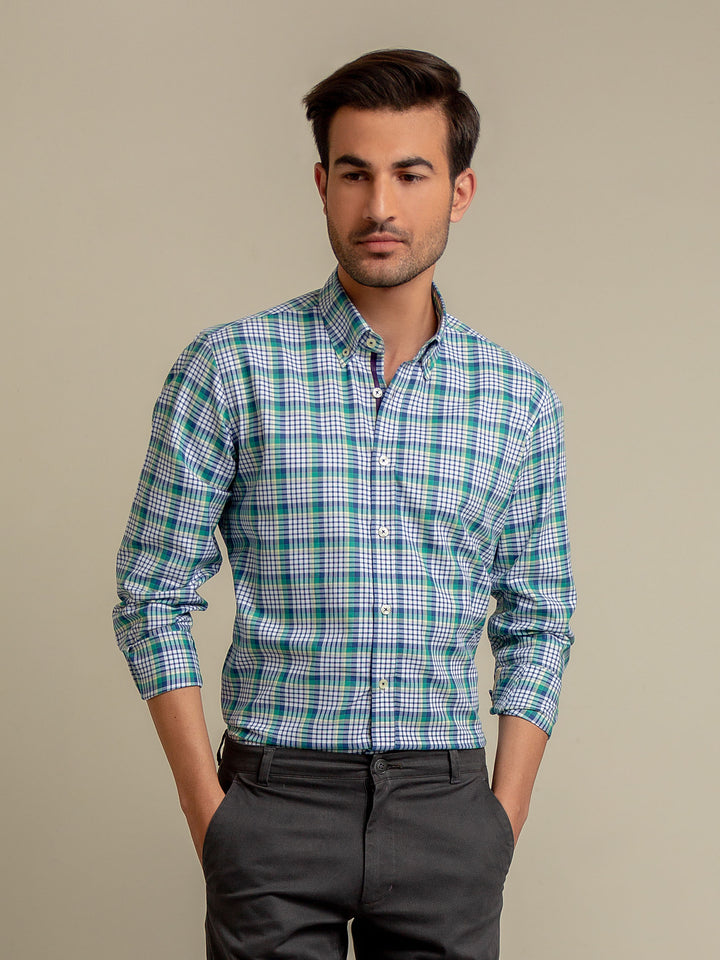 Green & Blue Shepherd Checkered Shirt Brumano Pakistan