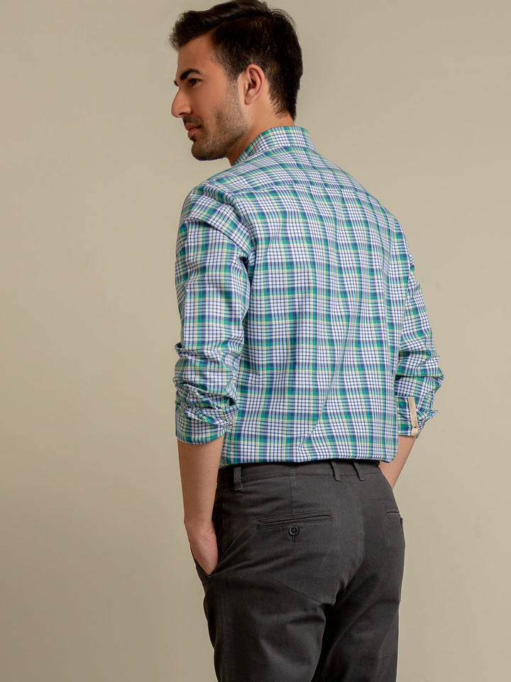 Green & Blue Shepherd Checkered Shirt Brumano Pakistan
