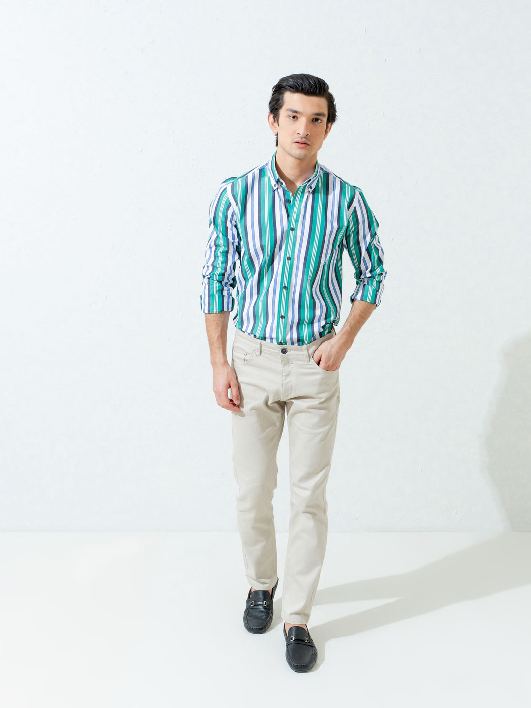 Green Bold Striped Shirt Brumano Pakistan