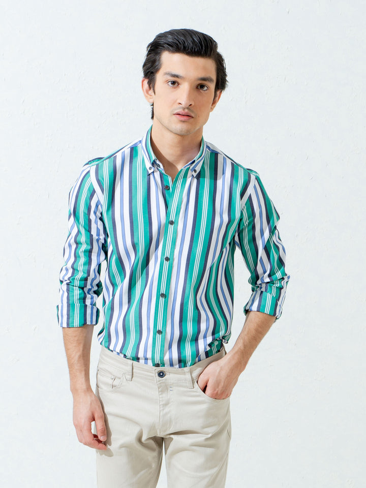 Green Bold Striped Shirt Brumano Pakistan