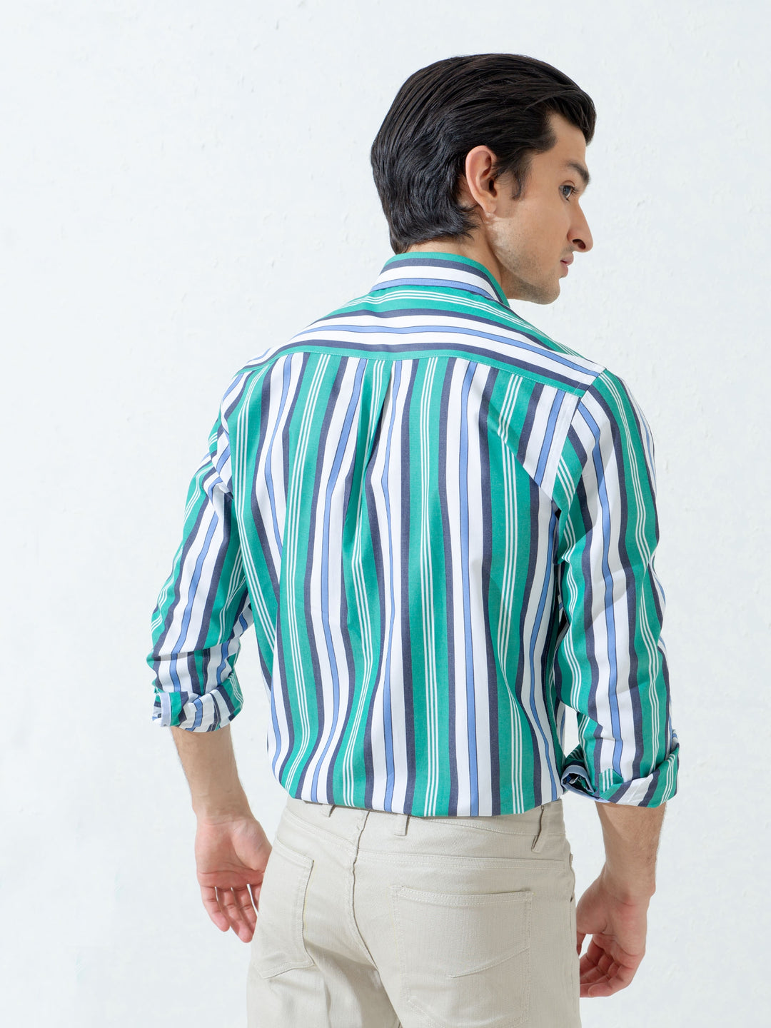 Green Bold Striped Shirt Brumano Pakistan