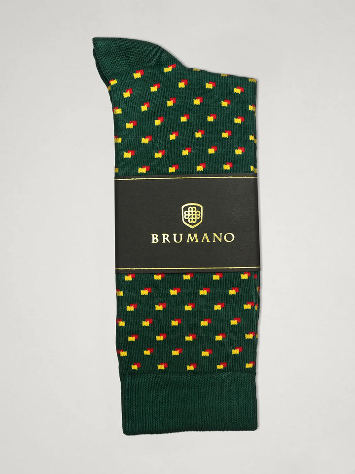 Green Cotton Socks with Yellow Dots Brumano Pakistan