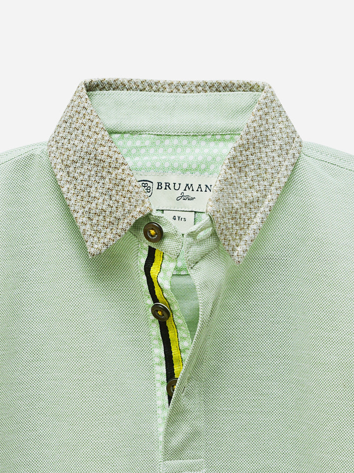 Green Dobby Casual Polo With Contrasting Collar Brumano Pakistan