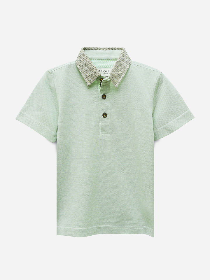 Green Dobby Casual Polo With Contrasting Collar Brumano Pakistan