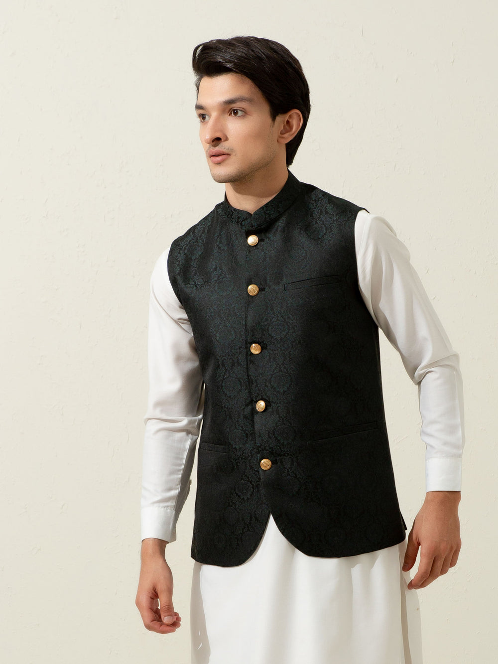 Green Floral Patterned Waistcoat