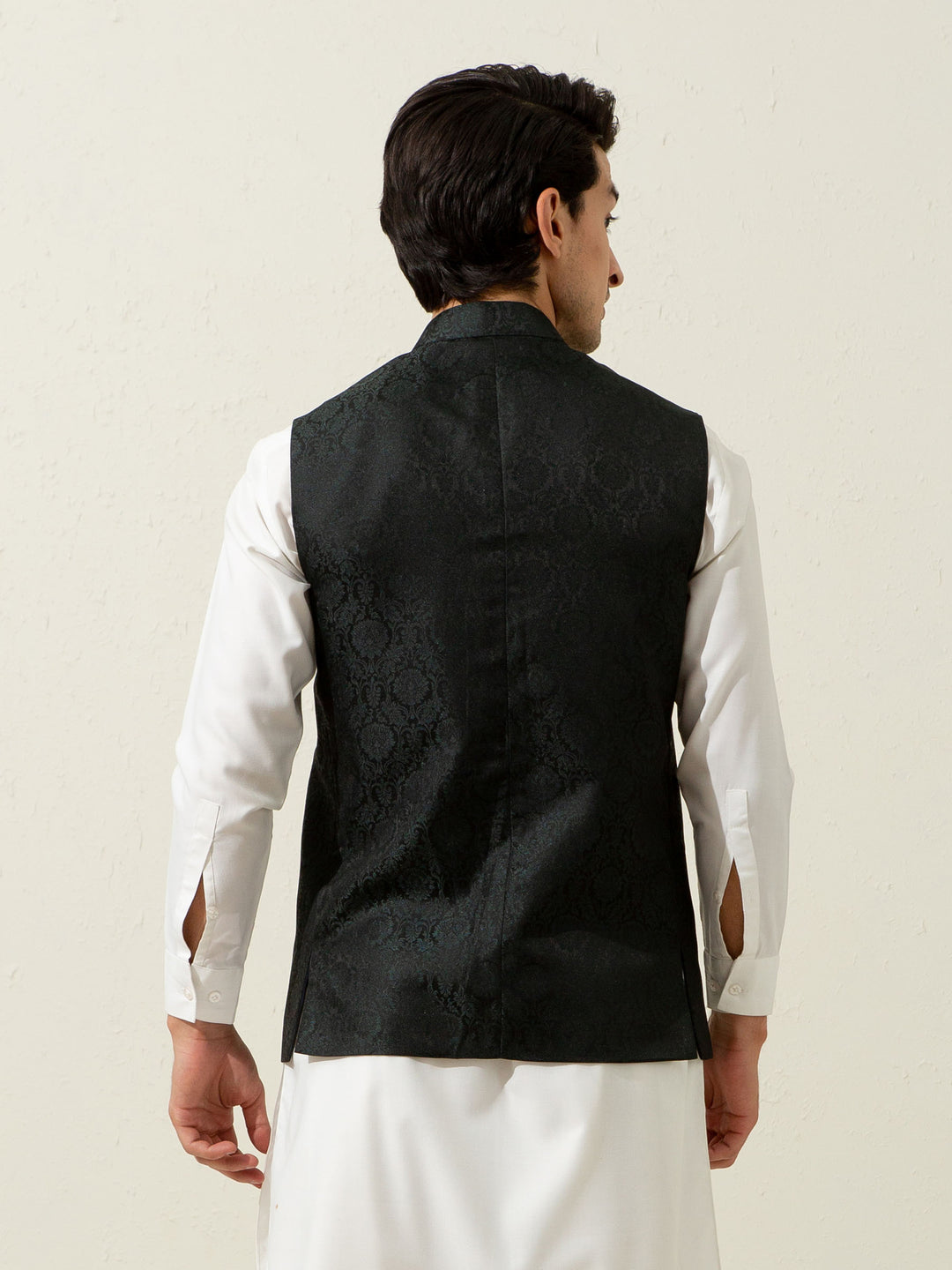 Green Floral Patterned Waistcoat Brumano Pakistan