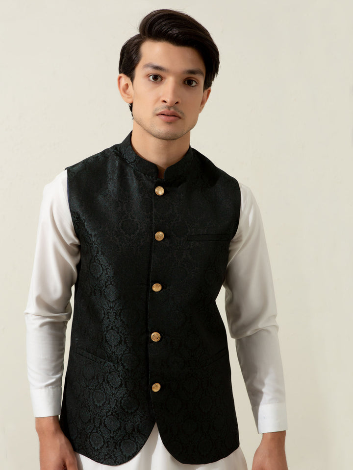 Green Floral Patterned Waistcoat Brumano Pakistan
